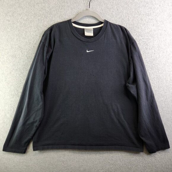 Nike Shirt Mens L Black Vintage Y2K Silver Tag Center Swoosh Crewneck Tee Vtg - Picture 13 of 13
